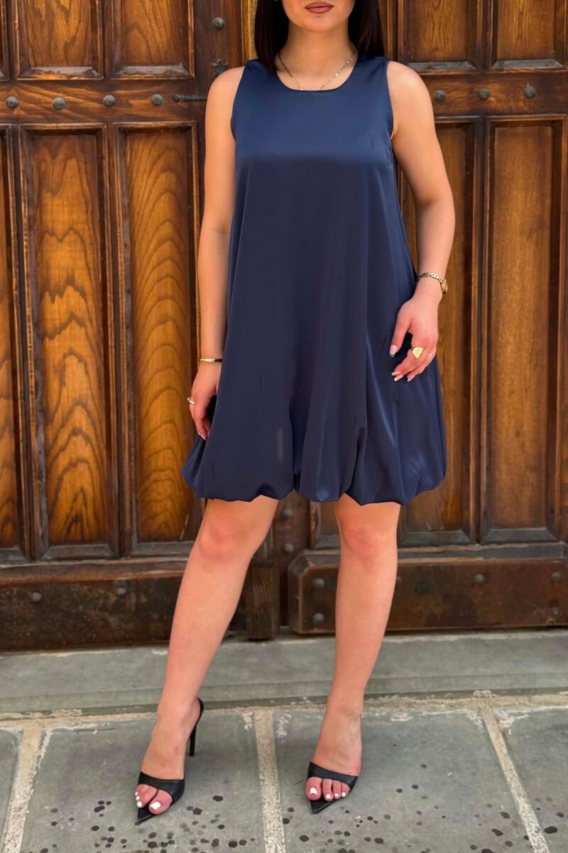 ONE COLOR SATIN WOMAN DRESS BLUE/BLU - 4