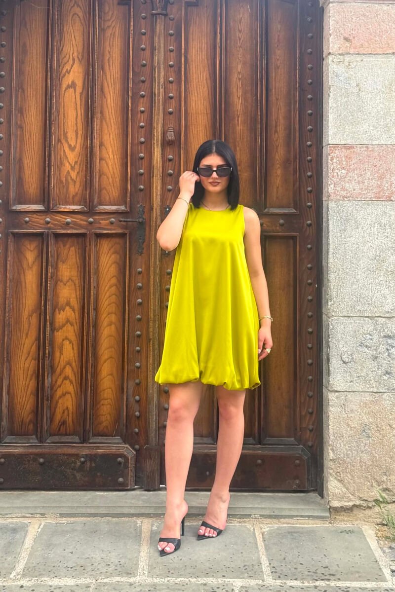 ONE COLOR SATIN WOMAN DRESS PISTACHIO - 1