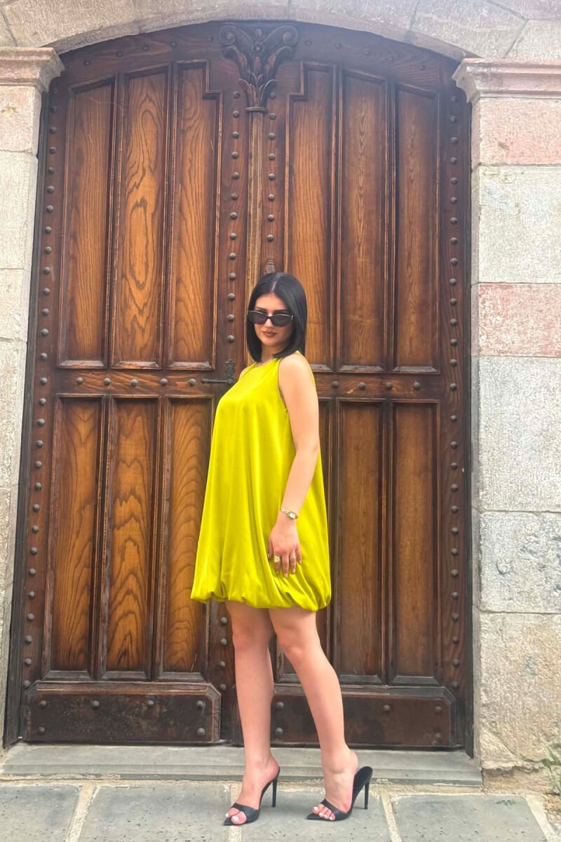 ONE COLOR SATIN WOMAN DRESS PISTACHIO - 2