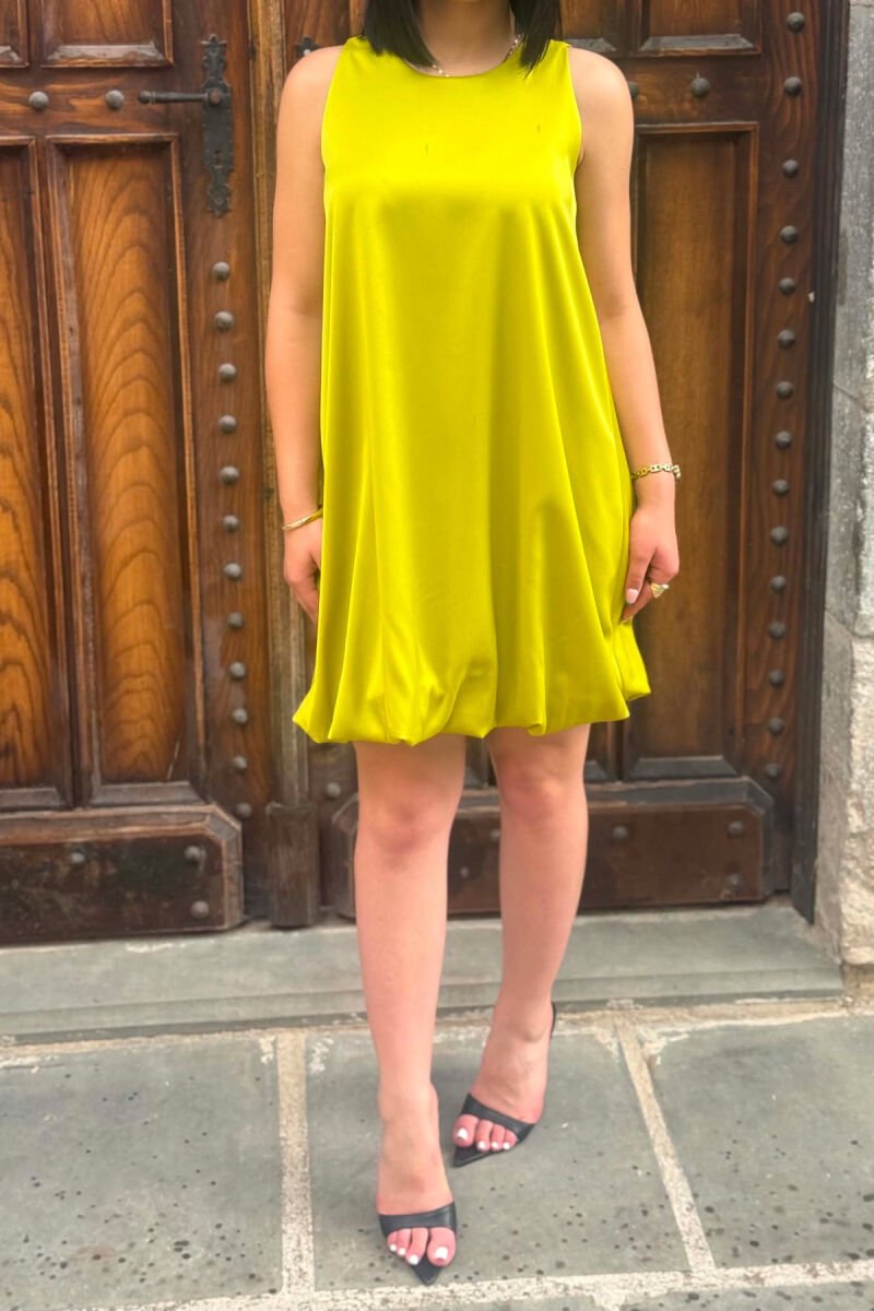 ONE COLOR SATIN WOMAN DRESS PISTACHIO - 6