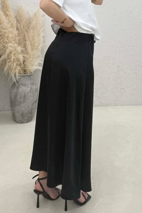 ONE COLOR SATIN WOMAN SKIRT BLACK/ E ZEZE - 4
