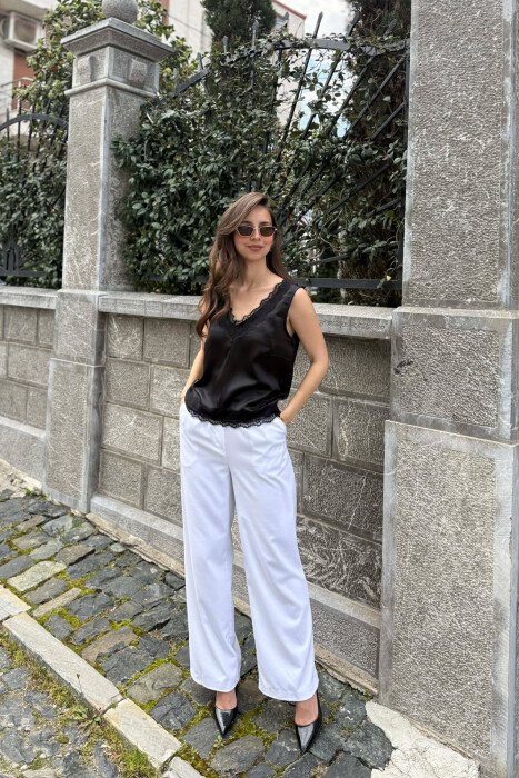 ONE COLOR SATIN WOMAN TANK TOP BLACK/ E ZEZE - 11