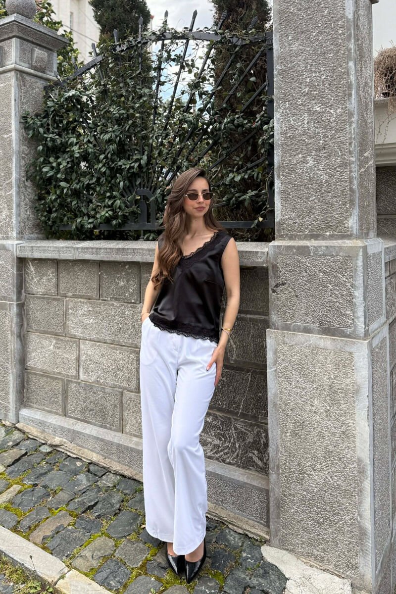 ONE COLOR SATIN WOMAN TANK TOP BLACK/ E ZEZE - 12