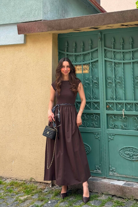 FUSTAN ME DETAJ SHALLI PER FEMRA NE NGJYRE KAFE TE ERRET - KLAUDIO FASHION