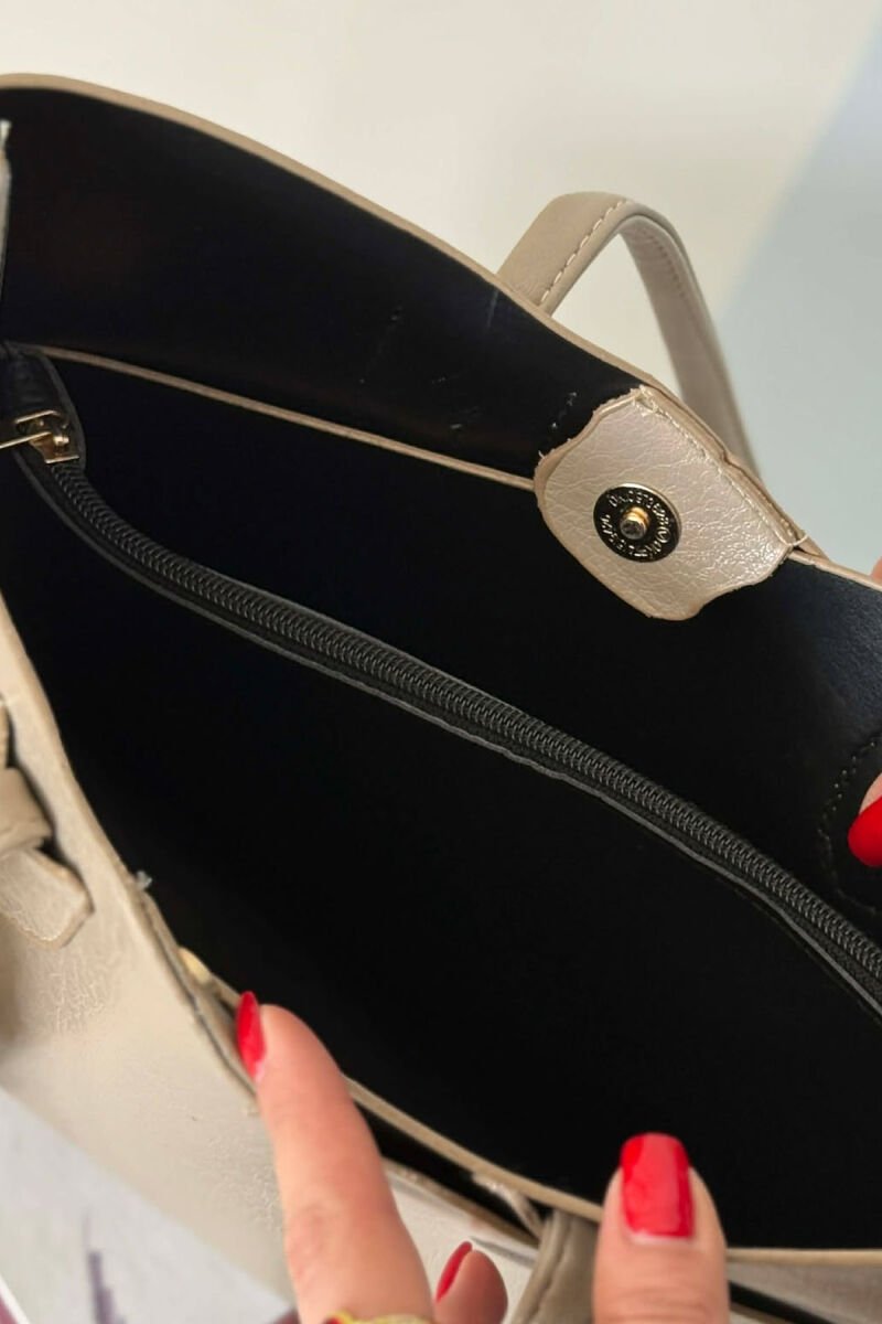 ONE COLOR SCARF DETAIL WOMAN BAG BEIGE/BEZHE - 8