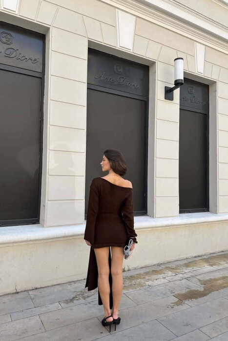 ONE COLOR SCARF DETAIL WOMAN DRESS BLACK/ E ZEZE - 6