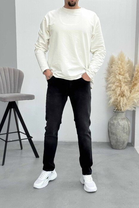 ONE COLOR SCRATCHES MEN JEANS BLACK/ E ZEZE - 1