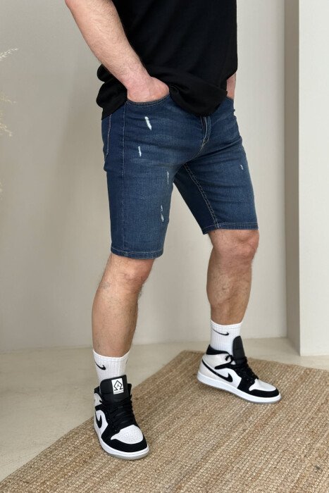 ONE COLOR SCRATCHES MEN SHORT PANTS DARK BLUE/BEE - 1