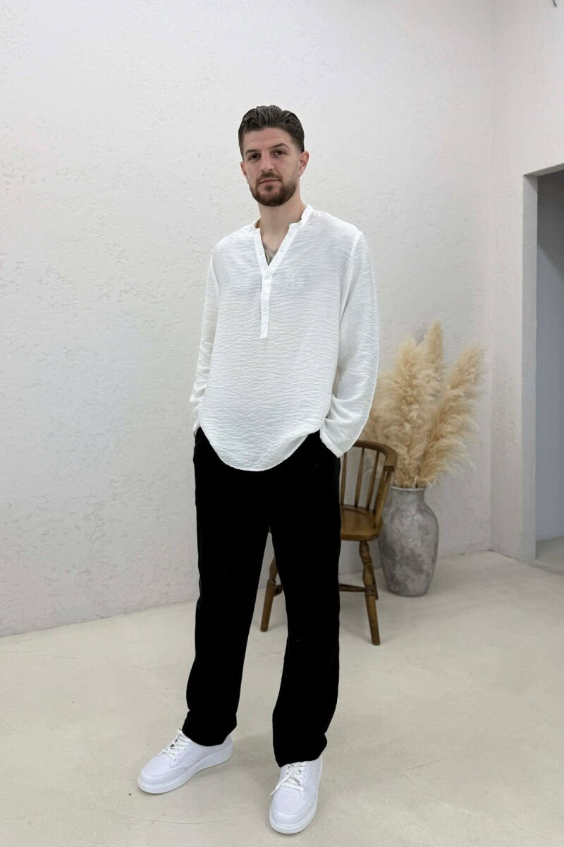 ONE COLOR SEMI ELASTIC WAIST MEN PANTS BLACK/ E ZEZE - 4