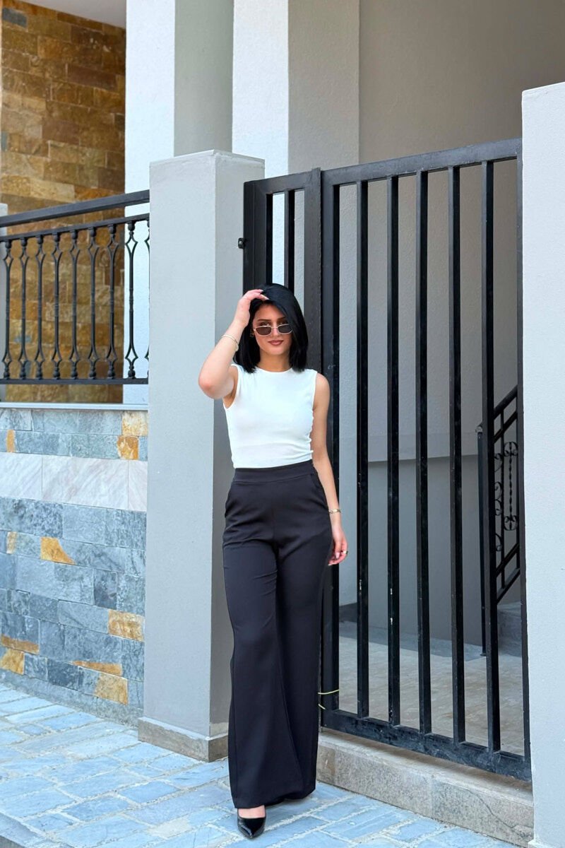 ONE COLOR SEMI ELASTIC WAIST WOMAN TROUSERS BLACK/ E ZEZE - 3