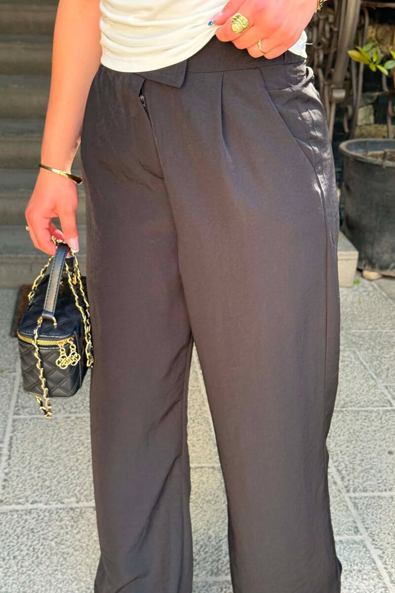 ONE COLOR SEMI ELASTIC WAIST WOMAN TROUSERS BLACK/ E ZEZE - 3