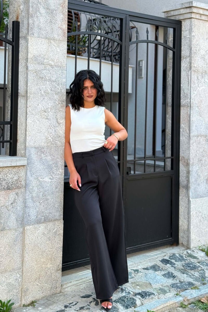 ONE COLOR SEMI ELASTIC WAIST WOMAN TROUSERS BLACK/ E ZEZE - 5