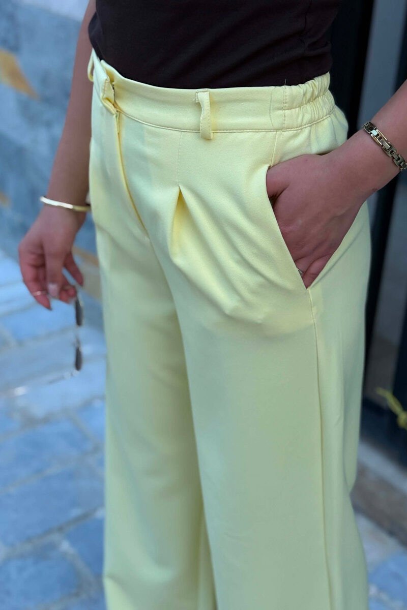 ONE COLOR SEMI ELASTIC WAIST WOMAN TROUSERS YELLOW/E VERDHE - 6