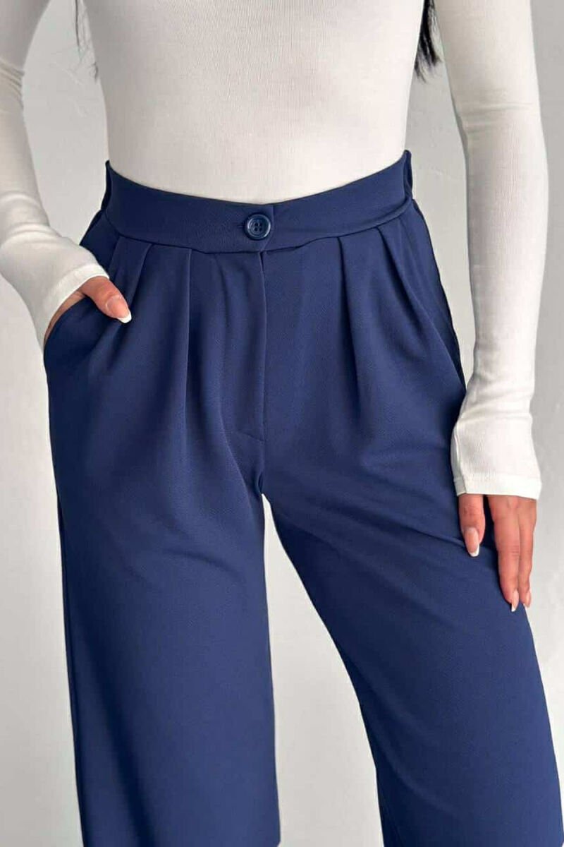 ONE COLOR SEMI ELASTIC WOMEN TROUSERS BLUE/BLU - 2