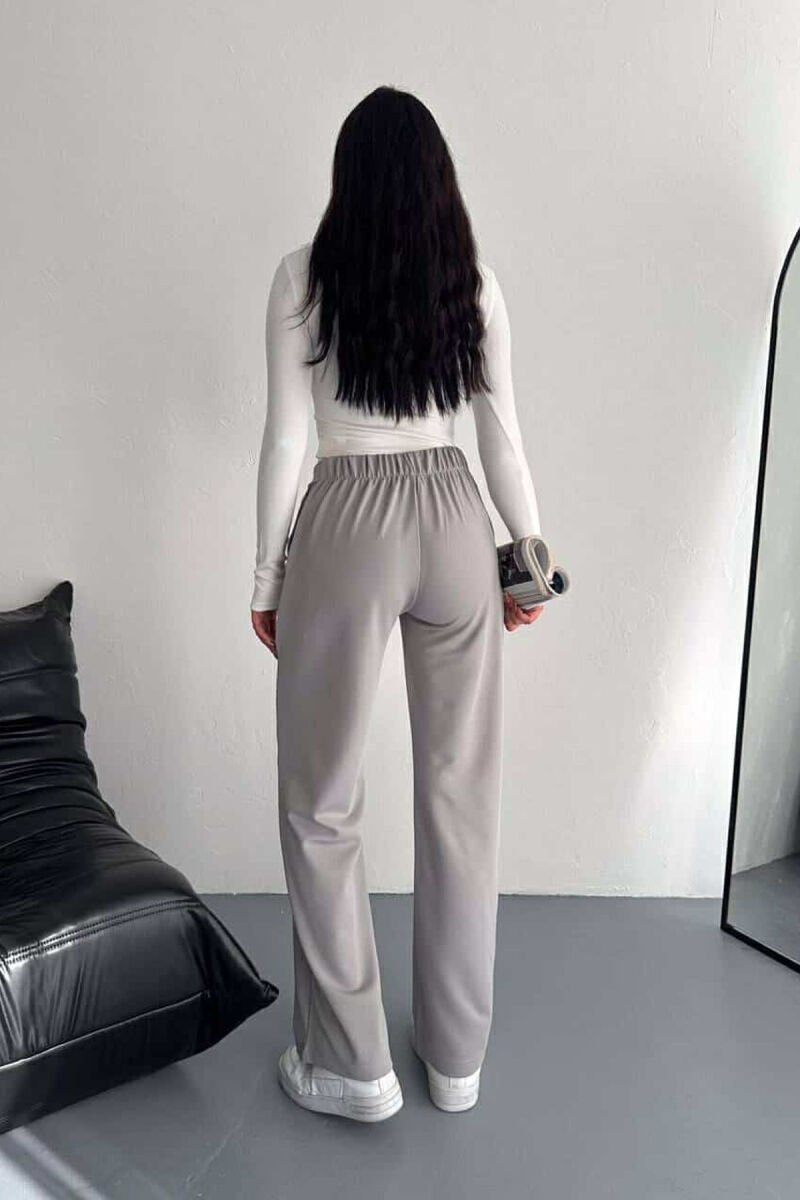 ONE COLOR SEMI ELASTIC WOMEN TROUSERS GREY/GRI - 3
