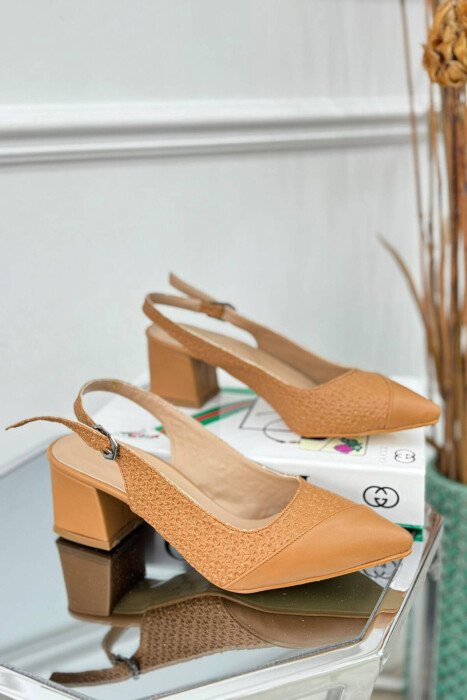 ONE COLOR SEMI HEEL WOMAN HEELS BROWN/KAFE - KLAUDIO FASHION
