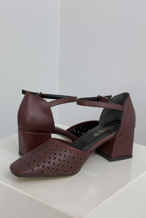 ONE COLOR SEMI HEEL WOMEN SHOES BURGUNDY/VISHNJE - 2