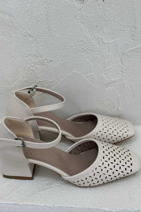 ONE COLOR SEMI HEEL WOMEN SHOES CREAM/KREM - 2