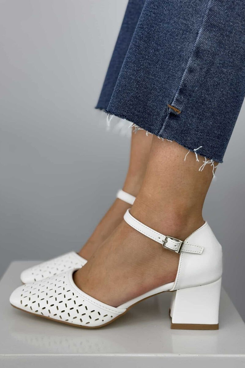 ONE COLOR SEMI HEEL WOMEN SHOES WHITE-E BARDHE - 1