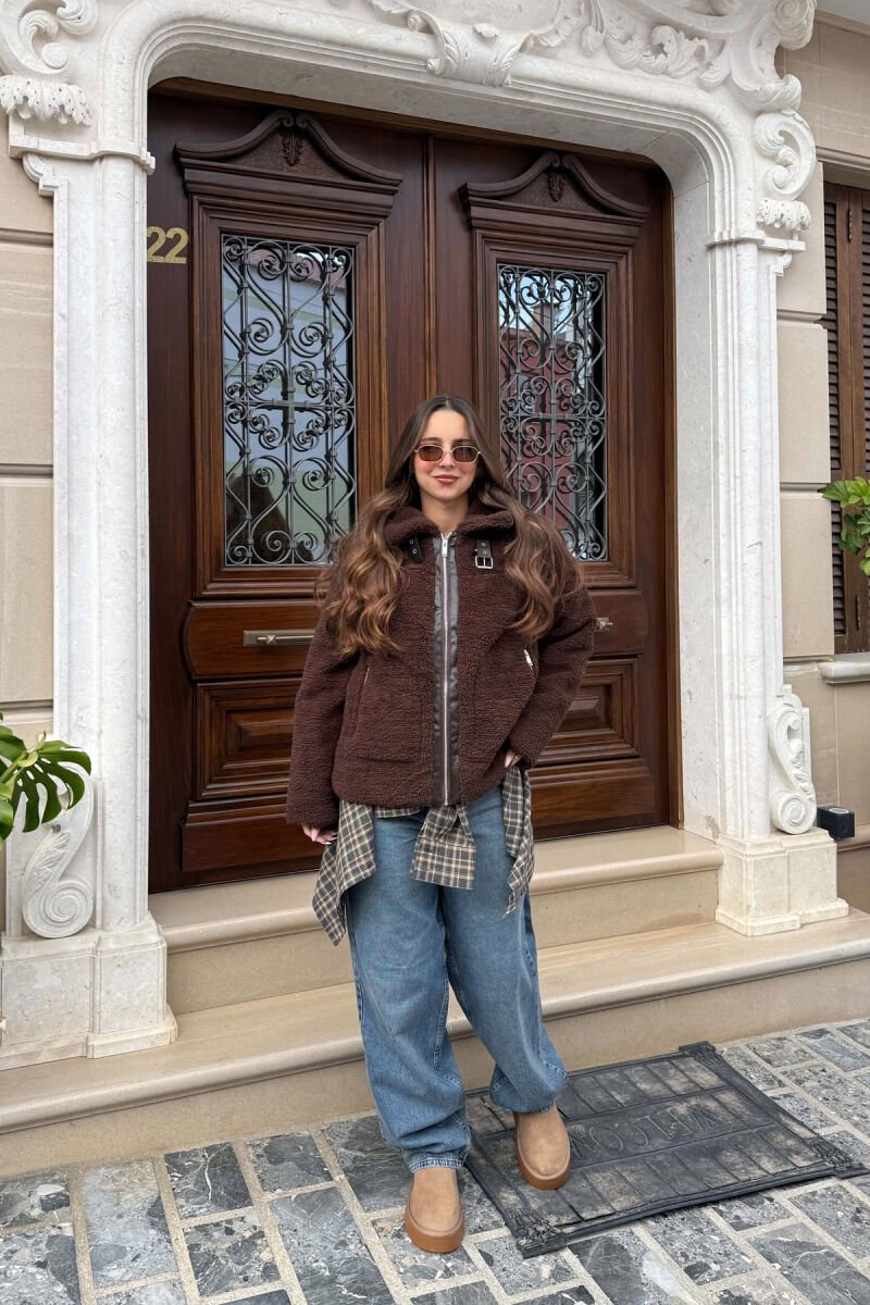 ONE COLOR SHEEPSKIN WOMAN JACKET BROWN/KAFE - 4