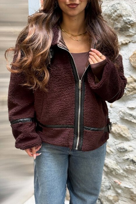 ONE COLOR SHEEPSKIN WOMAN JACKET DARK BROWN/KAE - 2