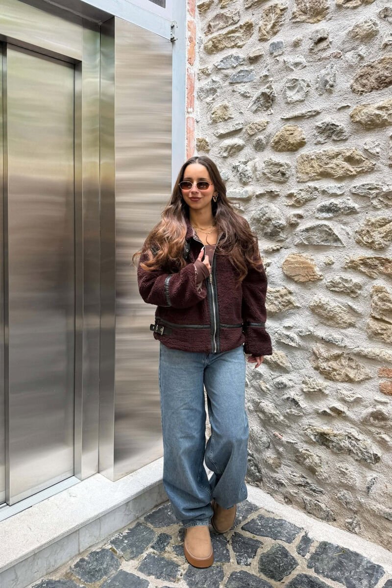ONE COLOR SHEEPSKIN WOMAN JACKET DARK BROWN/KAE - 5