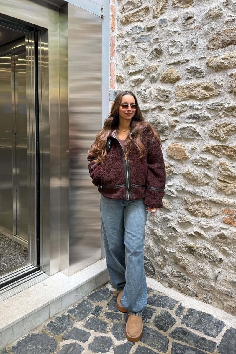 ONE COLOR SHEEPSKIN WOMAN JACKET DARK BROWN/KAE - 6