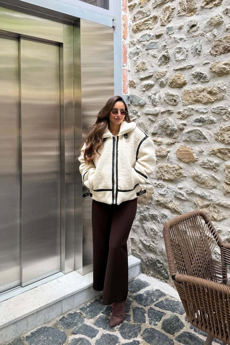 ONE COLOR SHEEPSKIN WOMAN JACKET WHITE-E BARDHE - 5