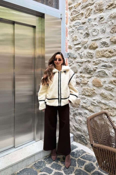 ONE COLOR SHEEPSKIN WOMAN JACKET WHITE-E BARDHE - 7