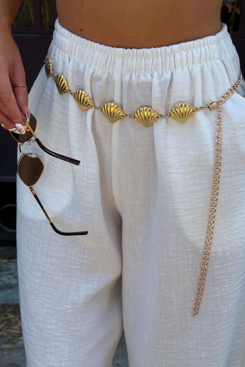 ONE COLOR SHELL DETAILS WOMAN BELT CHAIN GOLDEN ROD/GOLD - 4