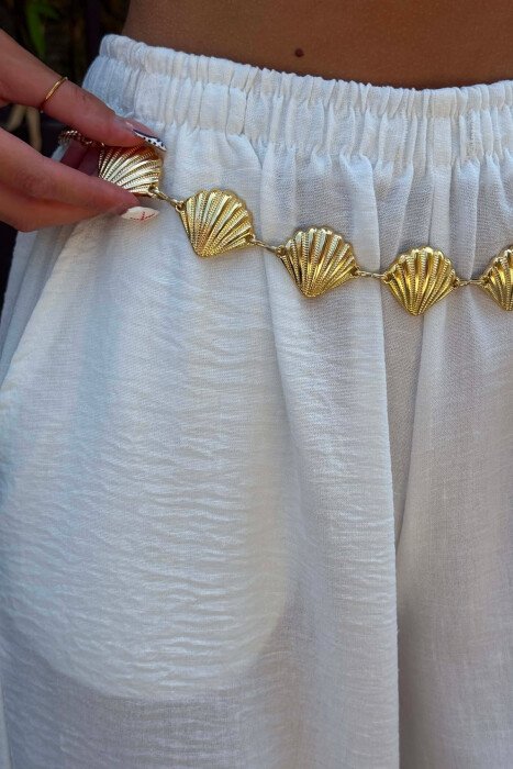 ONE COLOR SHELL DETAILS WOMAN BELT CHAIN GOLDEN ROD/GOLD - 2