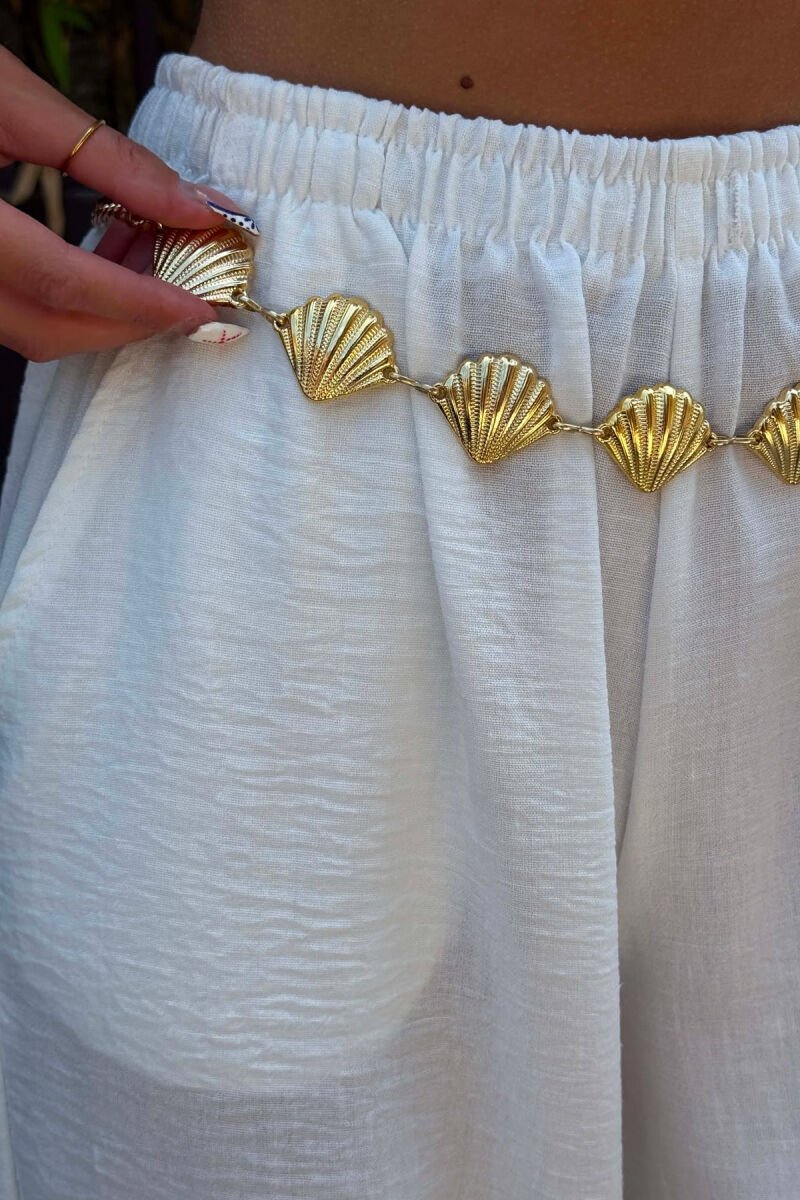 ONE COLOR SHELL DETAILS WOMAN BELT CHAIN GOLDEN ROD/GOLD - 2