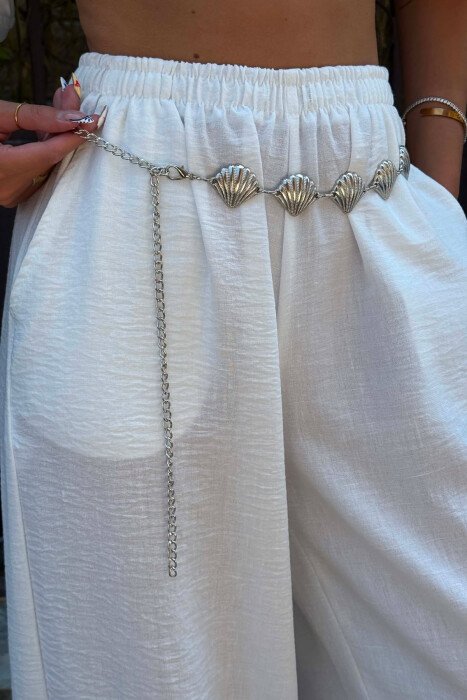 ONE COLOR SHELL DETAILS WOMAN BELT CHAIN SILVER/ARGJEND - 1