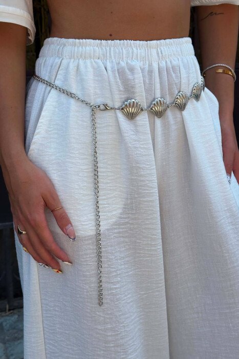ONE COLOR SHELL DETAILS WOMAN BELT CHAIN SILVER/ARGJEND - 4