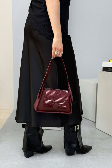 ONE COLOR SHINNY DETAILS WOMEN BAG BURGUNDY/VISHNJE - 3