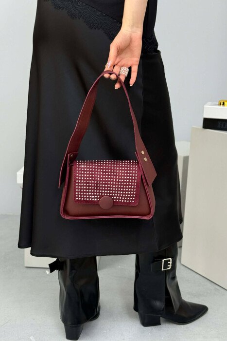 ONE COLOR SHINNY DETAILS WOMEN BAG BURGUNDY/VISHNJE - 5