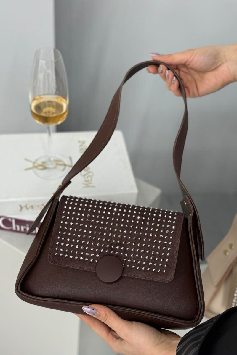 ONE COLOR SHINNY DETAILS WOMEN BAG DARK BROWN/KAE - 1