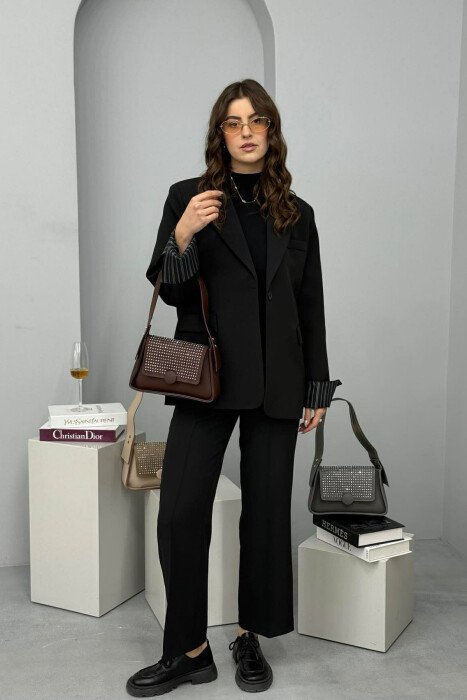 ONE COLOR SHINNY DETAILS WOMEN BAG DARK BROWN/KAE - 4