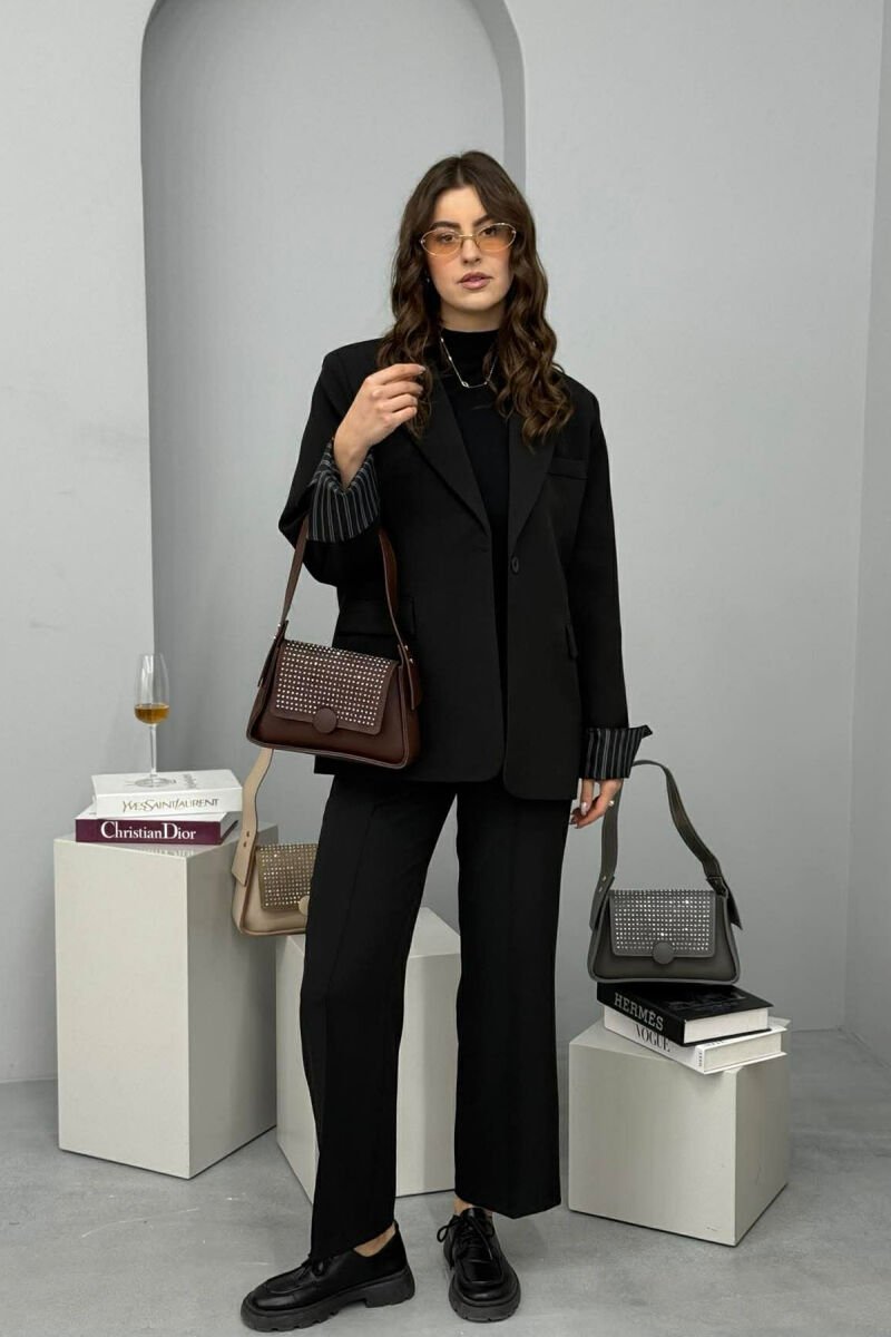 ONE COLOR SHINNY DETAILS WOMEN BAG DARK BROWN/KAE - 4