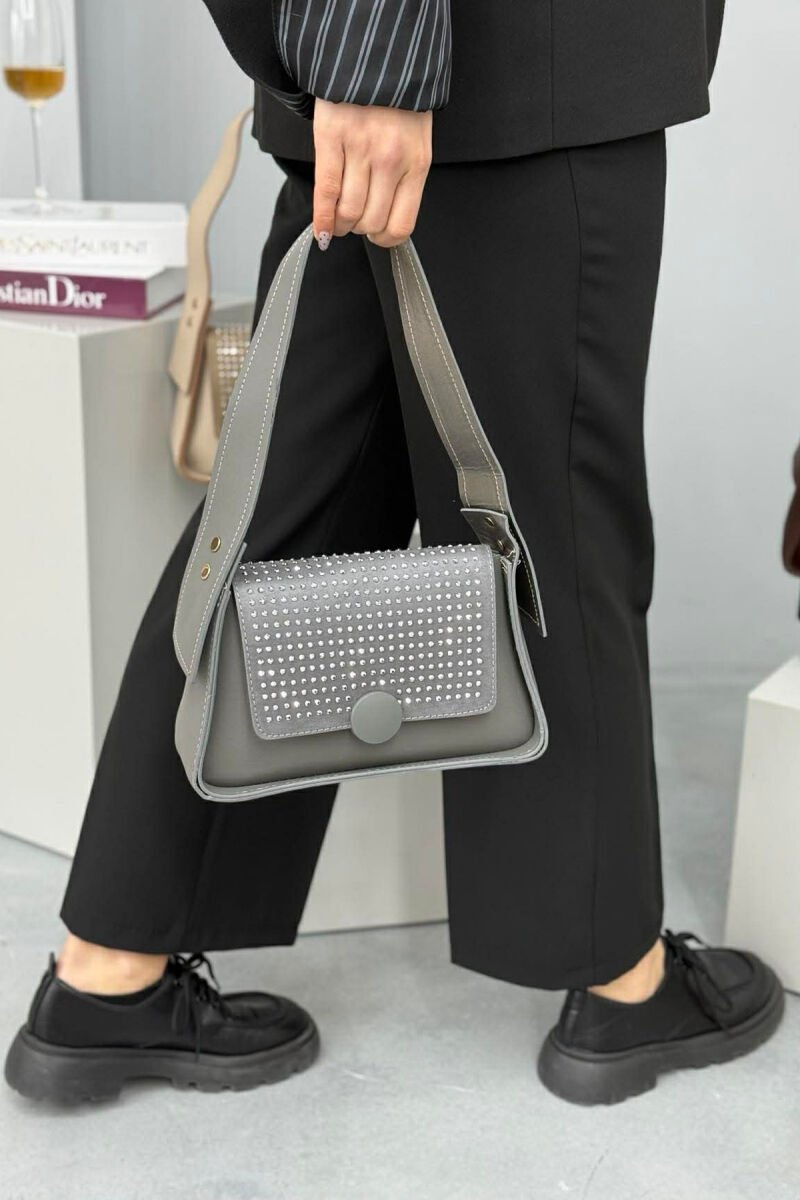 ONE COLOR SHINNY DETAILS WOMEN BAG DARK GREY/GEE - 3