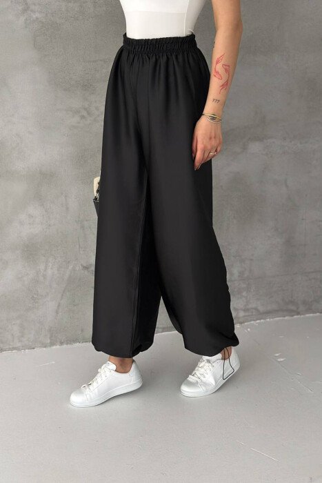 ONE COLOR SHINY BALLON WOMAN TROUSERS BLACK/ E ZEZE - 2