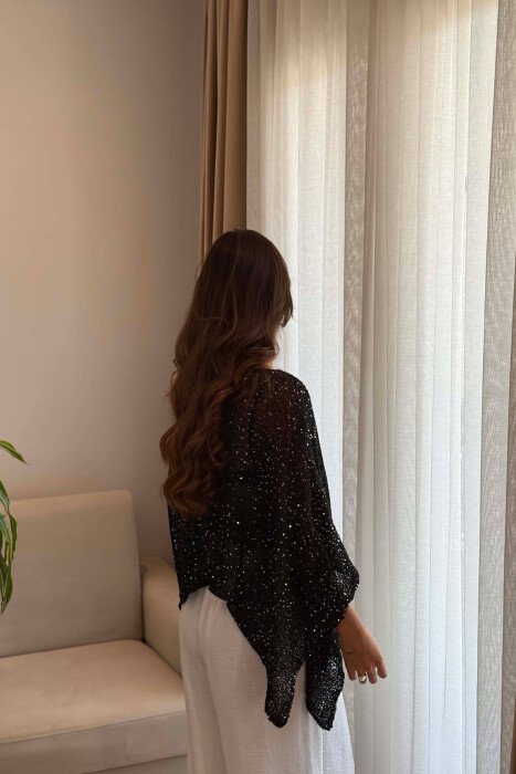 ONE COLOR SHINY BEACH KNIT COVER-UP BLACK/ E ZEZE - 4