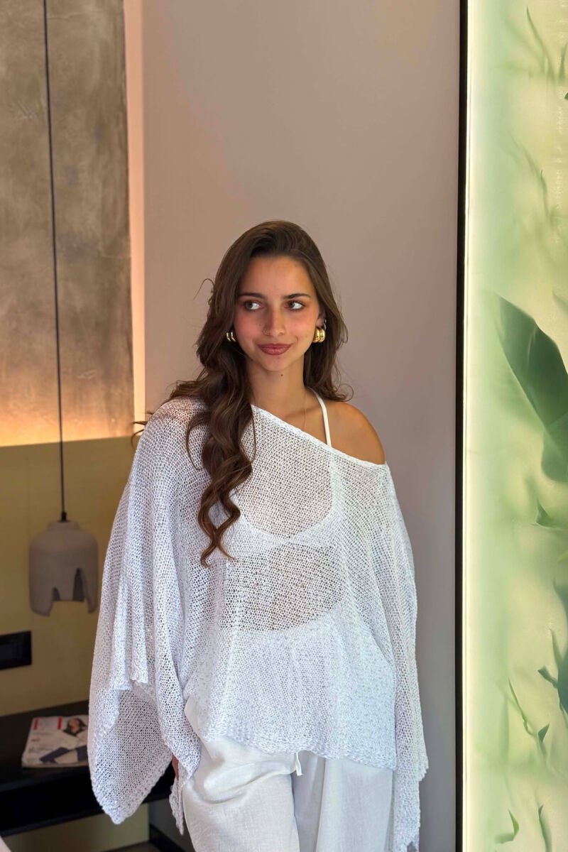 ONE COLOR SHINY BEACH KNIT COVER-UP WHITE-E BARDHE - 4