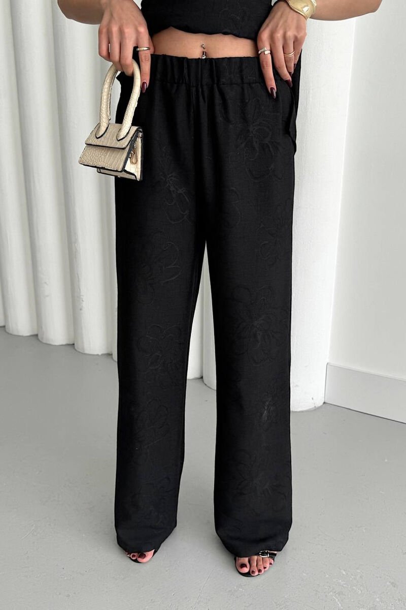 ONE COLOR SHINY DETAILS TROUSERS + TANK TOP WOMAN SET BLACK/ E ZEZE - 7