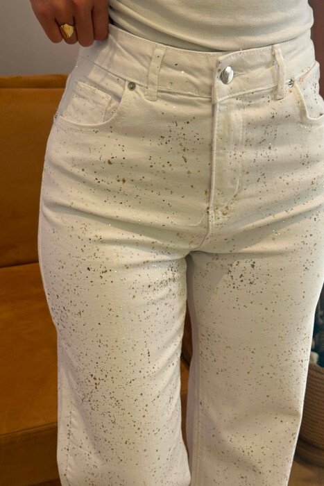 ONE COLOR SHINY DETAILS WOMAN JEANS WHITE-E BARDHE - 3