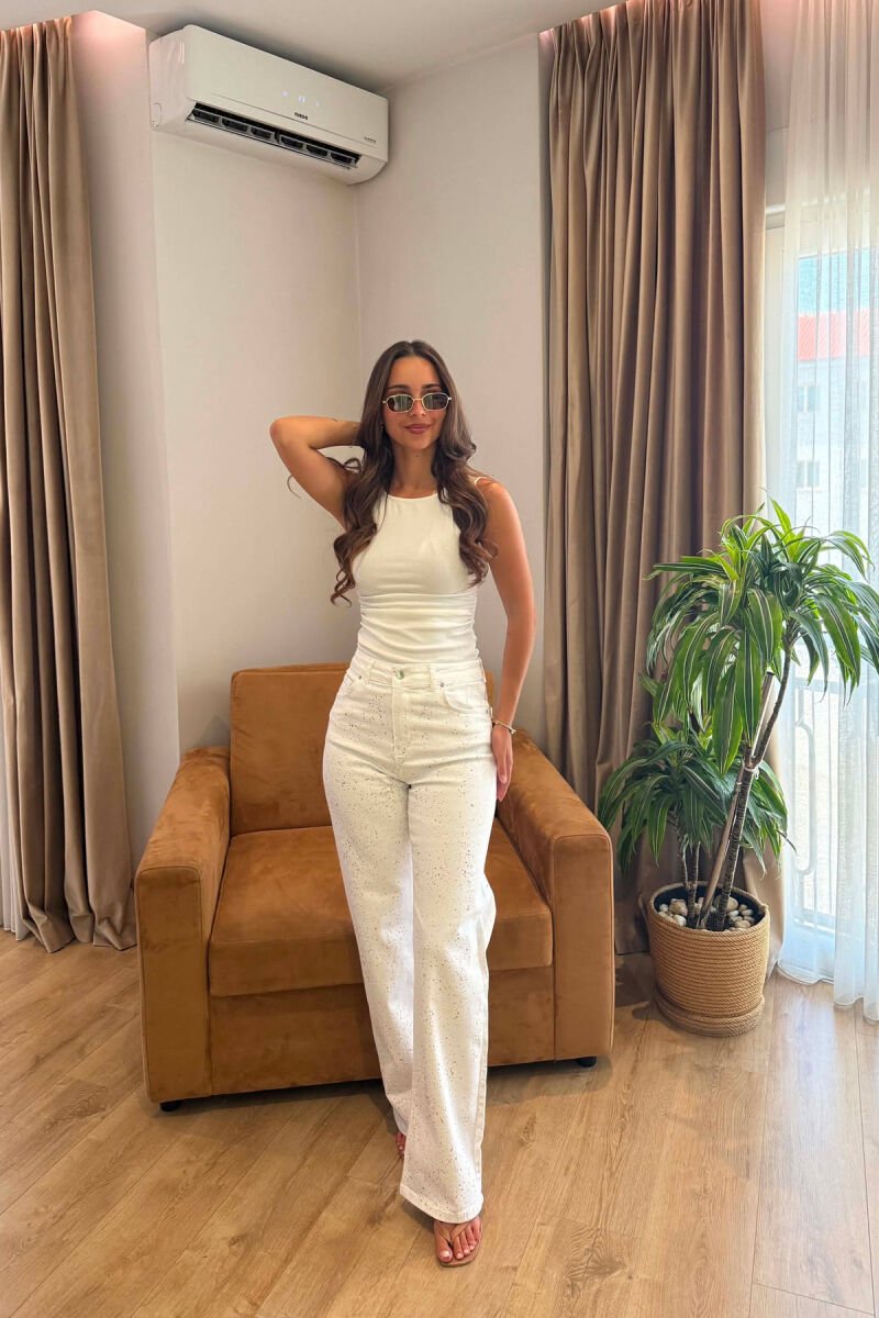 ONE COLOR SHINY DETAILS WOMAN JEANS WHITE-E BARDHE - 5