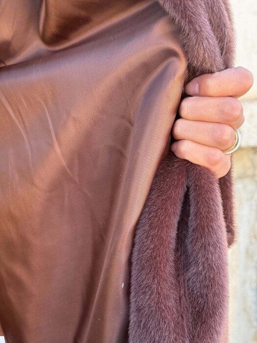 ONE COLOR SHINY LACING WAIST WOMAN COAT BROWN/KAFE - 5