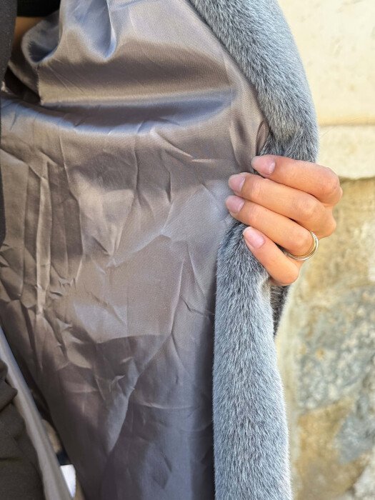 ONE COLOR SHINY LACING WAIST WOMAN COAT GREY/GRI - 5