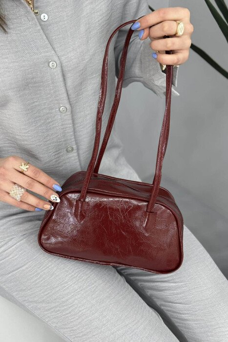 ONE COLOR SHINY SMALL WOMEN BAG BURGUNDY/VISHNJE - 2
