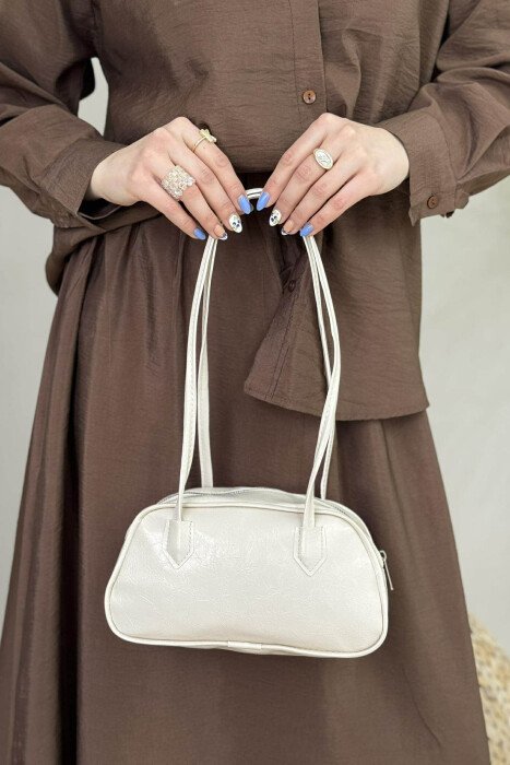 ONE COLOR SHINY SMALL WOMEN BAG CREAM/KREM - 1